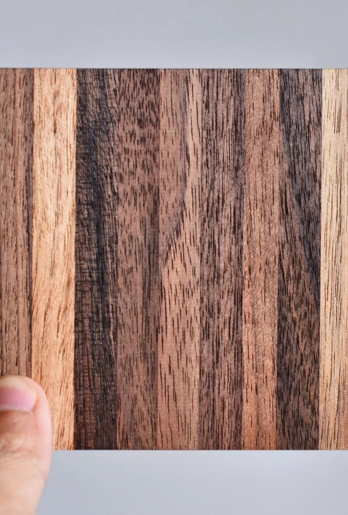 Holzprobe Tricoya in der Hand