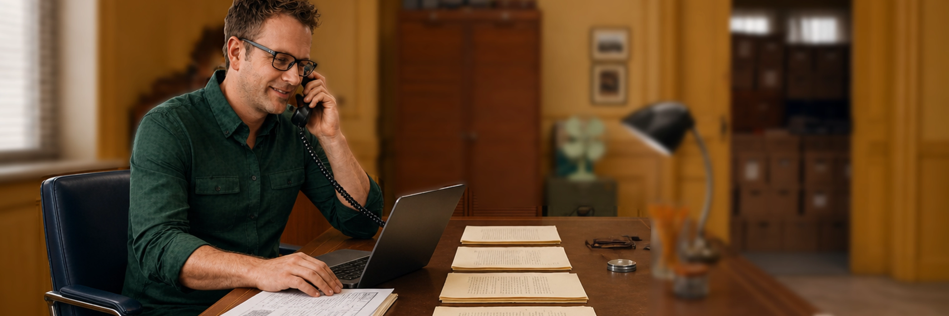 Mitarbeiter am Telefon im Büro